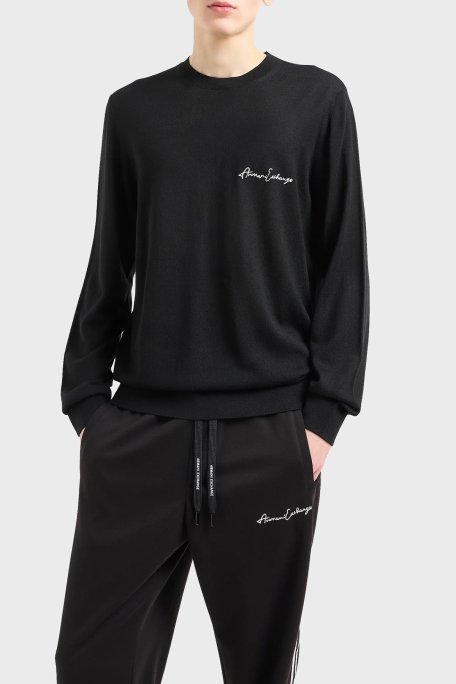 Armani Exchange Yünlü Regular Fit Bisiklet Yaka Erkek Kazak 8NZM5A ZM1YZ 1200 SİYAH - Armani Exchange