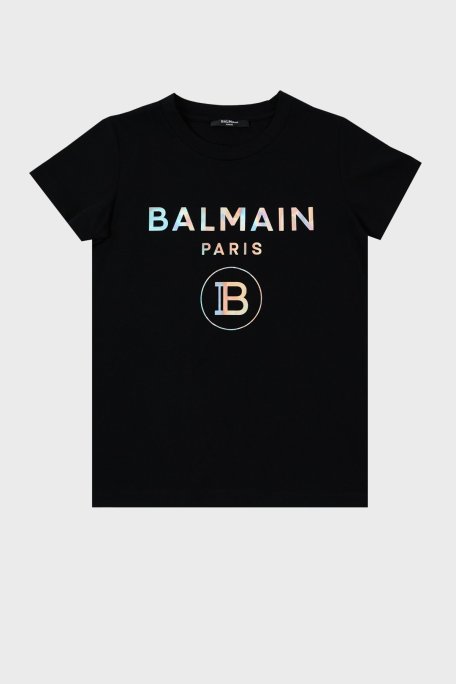 Balmain Pamuklu Bisiklet Yaka Çocuk T Shirt 6M8021 MX030 930MC SİYAH - Balmain