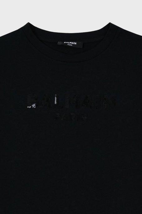 Balmain Pamuklu Bisiklet Yaka Çocuk T Shirt 6M8071 MA030 930 SİYAH - Balmain (1)