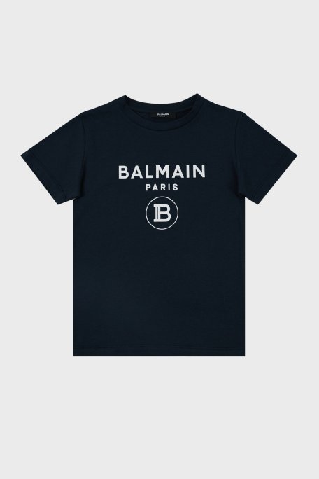 Balmain Pamuklu Bisiklet Yaka Çocuk T Shirt 6M8701 MX030 621BC LACİVERT - Balmain