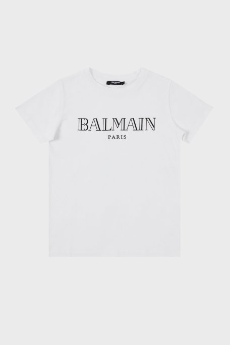 Balmain Pamuklu Bisiklet Yaka Çocuk T Shirt 6M8721 MX030 100 BEYAZ - Balmain