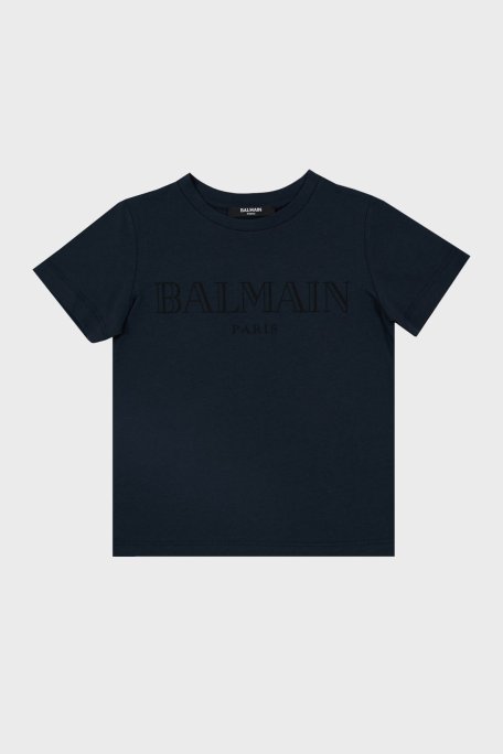 Balmain Pamuklu Bisiklet Yaka Çocuk T Shirt 6M8721 MX030 621 LACİVERT - Balmain
