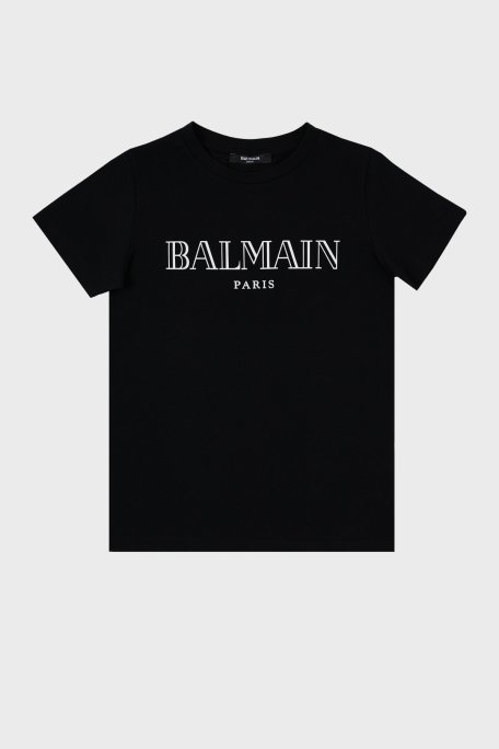 Balmain Pamuklu Bisiklet Yaka Çocuk T Shirt 6M8721 MX030 930 SİYAH - Balmain