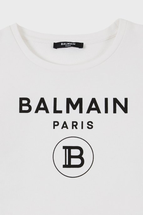 Balmain Pamuklu Bisiklet Yaka Pencereli Çocuk Sweat 6M4020 MX270 130 BEYAZ - Balmain (1)