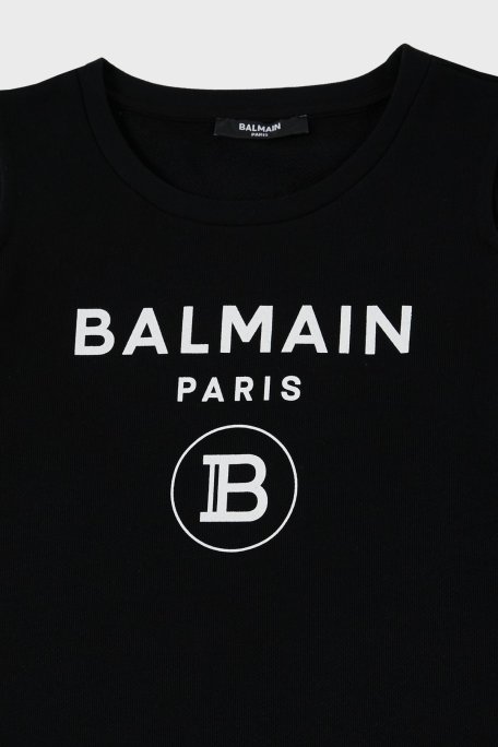 Balmain Pamuklu Bisiklet Yaka Pencereli Çocuk Sweat 6M4020 MX270 930 SİYAH - Balmain (1)