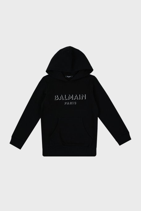 Balmain Pamuklu Kapüşonlu Çocuk Sweat 6O4580 OX370 930 SİYAH - Balmain