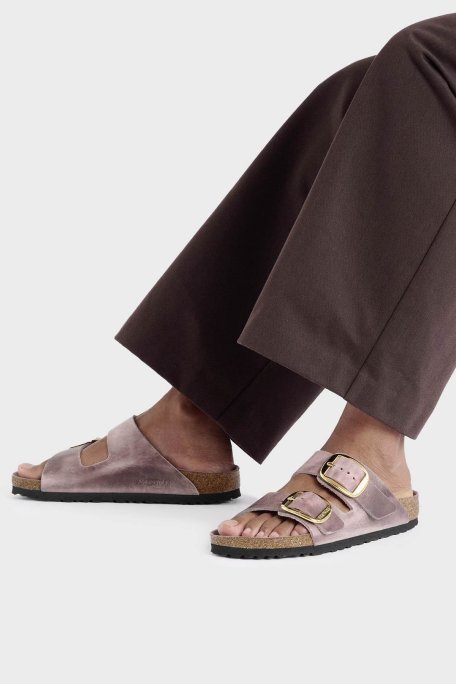 Birkenstock Arizona Big Buckle Leoli Hakiki Deri Ayarlanabilir Tokalı Kadın Terlik 1029267 LAVANTA - Birkenstock (1)