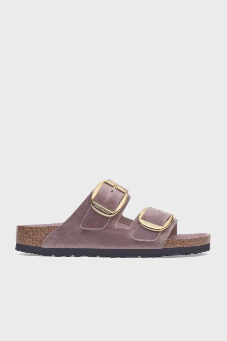 Birkenstock Arizona Big Buckle Leoli Hakiki Deri Ayarlanabilir Tokalı Kadın Terlik 1029267 LAVANTA - Birkenstock