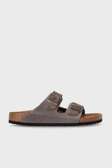 Birkenstock Arizona Vl Leoı Çift Bantlı Süet Erkek Terlik 1029167 Gri-Kahve - Birkenstock