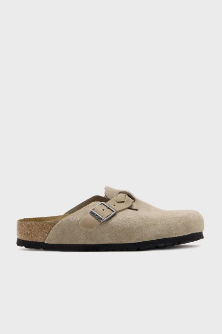 Birkenstock Boston Braided Kemer Detaylı Süet Bayan Terlik 1026694 AÇIK YEŞİL - Birkenstock