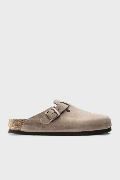 Birkenstock Boston Deri Kemer Detaylı Kapalı Unisex Terlik 1019484 AÇIK KAHVE - Birkenstock