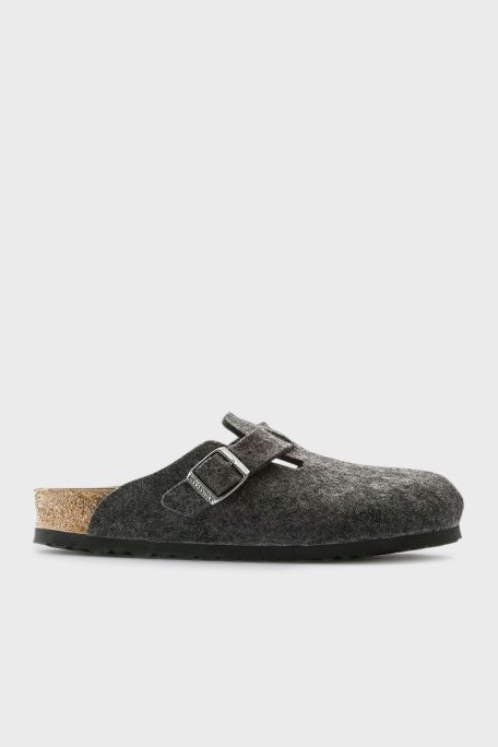 Birkenstock Boston Deri Kemer Detaylı Kapalı Unisex Terlik 160373 ANTRASİT - Birkenstock