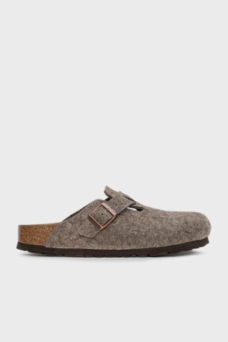 Birkenstock Boston Deri Kemer Detaylı Kapalı Unisex Terlik 160583 KAHVE - Birkenstock