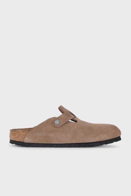 Birkenstock Boston Süet Deri Kemer Detaylı Kapalı Unisex Terlik 1030861 KOYU KAHVE - Birkenstock