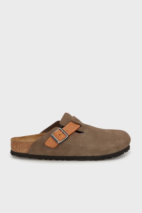 Birkenstock Boston Vl Leoi Süet Kapalı Erkek Terlik 1029193 VİZON - Birkenstock