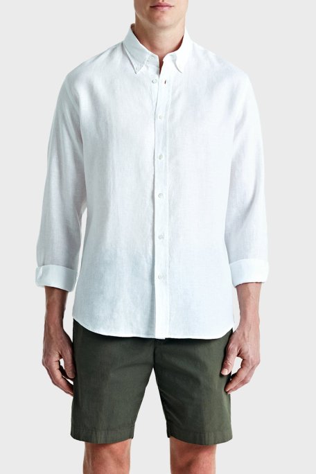 Bluemint % 100 Keten Comfort Fit Düğmeli Yaka Erkek Gömlek BM25002003MS 112 BEYAZ - Bluemint