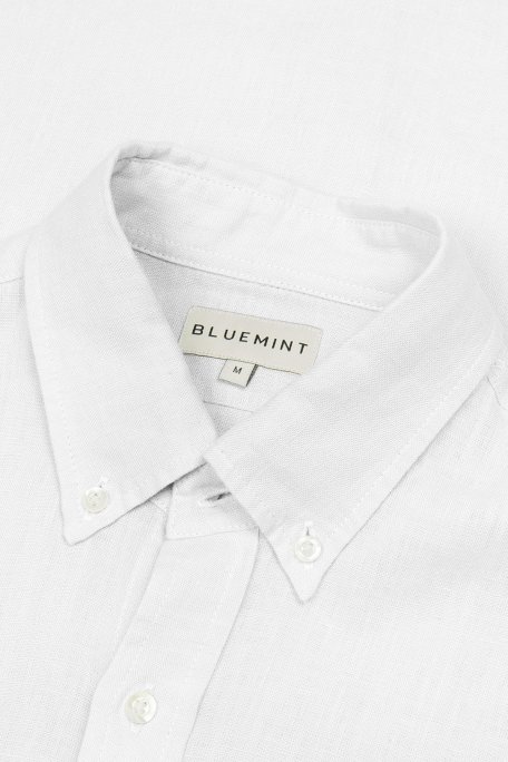Bluemint % 100 Keten Comfort Fit Düğmeli Yaka Erkek Gömlek BM25002003MS 112 BEYAZ - Bluemint (1)