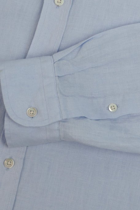 Bluemint % 100 Keten Comfort Fit Düğmeli Yaka Erkek Gömlek BM25002003MS 1209 AÇIK MAVİ - Bluemint (1)