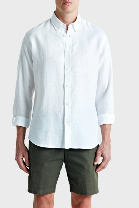 Bluemint % 100 Keten Comfort Fit Düğmeli Yaka Erkek Gömlek BM25002092MS 112 BEYAZ - Bluemint