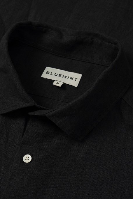 Bluemint % 100 Keten Comfort Fit Düz Yaka Erkek Gömlek BM25002092MS 111 SİYAH - Bluemint (1)