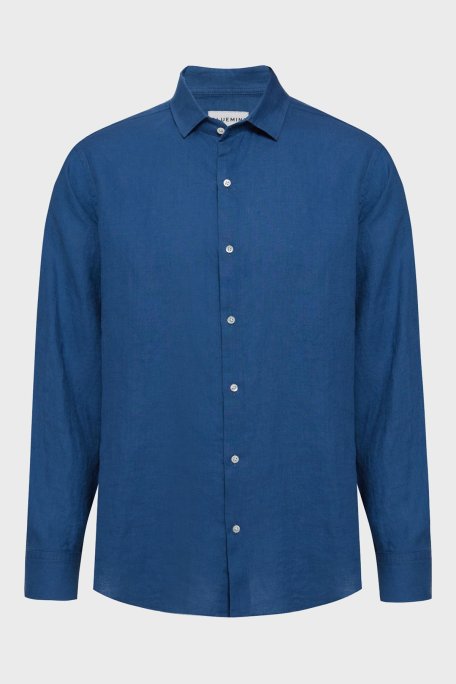 Bluemint % 100 Keten Comfort Fit Düz Yaka Erkek Gömlek BM25002092MS 1173 LACİVERT - Bluemint