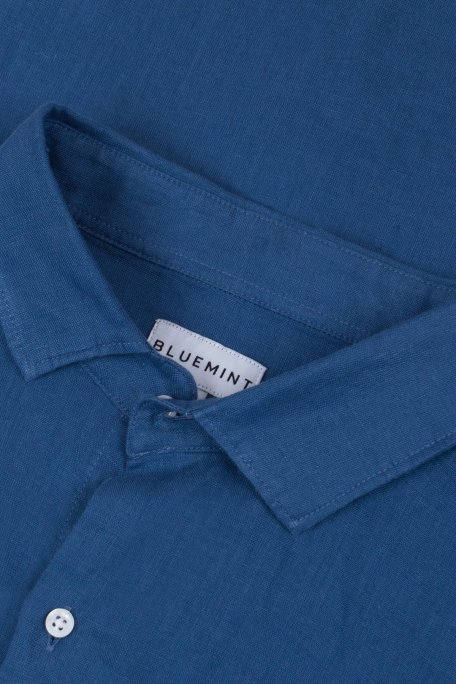 Bluemint % 100 Keten Comfort Fit Düz Yaka Erkek Gömlek BM25002092MS 1173 LACİVERT - Bluemint (1)