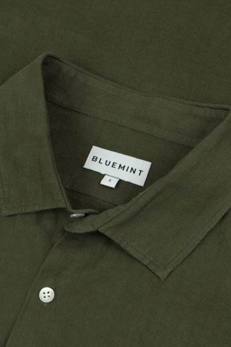 Bluemint % 100 Keten Comfort Fit Düz Yaka Erkek Gömlek BM25002092MS 332 HAKİ - Bluemint (1)
