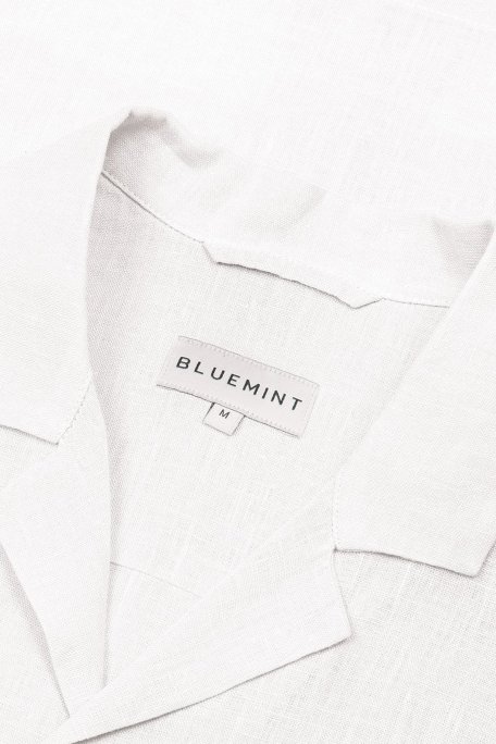 Bluemint % 100 Keten Comfort Fit Kısa Kollu Apaş Yaka Erkek Gömlek BM25002107MS 112 BEYAZ - Bluemint (1)