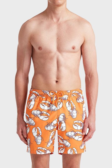 Bluemint Arthus Regular Fit Deniz Şortu Hızlı Kuruyan Erkek Mayo Short BM23003011MS 887 Turuncu-Beyaz - Bluemint