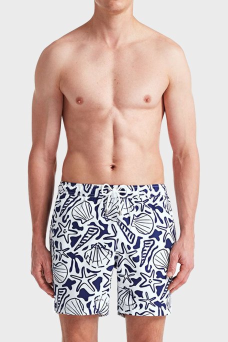 Bluemint Arthus Regular Fit Deniz Şortu Hızlı Kuruyan Erkek Mayo Short BM23003011MS 890 BEYAZ-LACİVERT - Bluemint