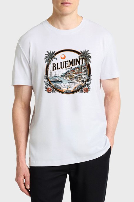 Bluemint Baskılı % 100 Pamuk Relaxed Fit Bisiklet Yaka Erkek T Shirt BM25001568MS 1203 BEYAZ - Bluemint