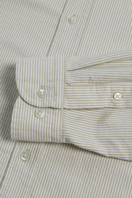 Bluemint Bm Oxford % 100 Pamuk Çizgili Comfort Fit Düğmeli Yaka Erkek Gömlek BM24002273MW 803 Olive - Bluemint (1)