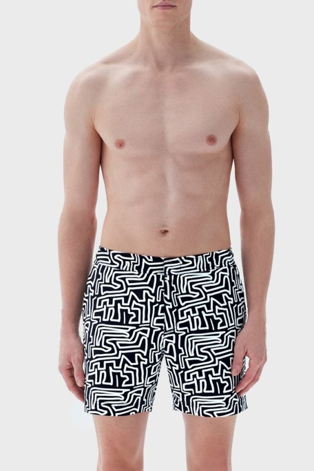 Bluemint Bond Tailored Fit Deniz Şortu Hızlı Kuruyan Erkek Mayo Short BM22003012MS 787 SİYAH-BEYAZ - Bluemint