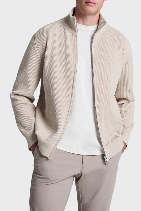 Bluemint Brian Comfort Fit Dik Yaka Fermuarlı Fitilli Erkek Hırka BM25020676MW 1239 KREM - Bluemint