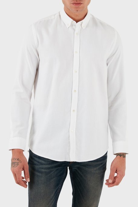 Bluemint Carlos % 100 Pamuk Regular Fit Düğmeli Yaka Erkek Gömlek BM25002677MW 112 BEYAZ - Bluemint