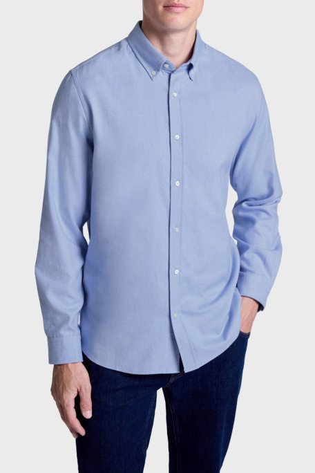 Bluemint Carlos % 100 Regular Fit Düğmeli Yaka Erkek Gömlek BM25002677MW 1237 AÇIK MAVİ - Bluemint