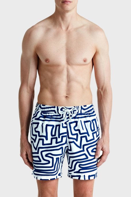 Bluemint Cepli Deniz Şortu Hızlı Kuruyan Erkek Mayo Short BM24003011MS 1048 BEYAZ - Bluemint