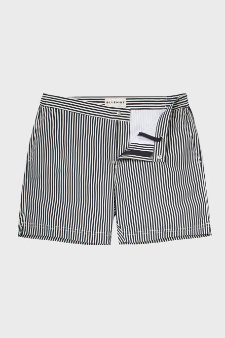 Bluemint Çizgili Hızlı Kuruyan Erkek Deniz Şortu BOND 388 SİYAH-BEYAZ - Bluemint (1)