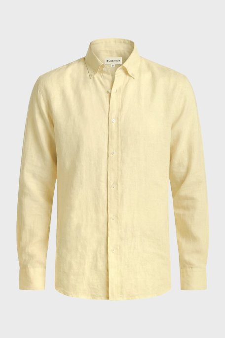 Bluemint Comfort Düğmeli Yaka Uzun Kollu Keten Erkek Gömlek MARTIN 1323 SARI - Bluemint (1)
