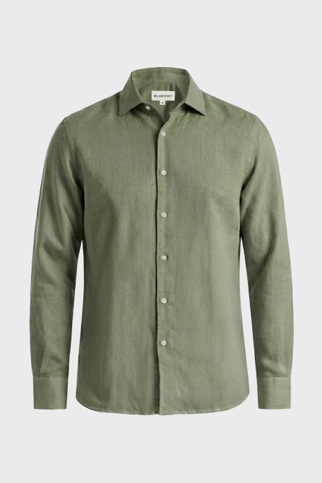 Bluemint Comfort Fit Klasik Yaka Uzun Kollu Keten Erkek Gömlek LUCA 332 HAKİ - Bluemint (1)