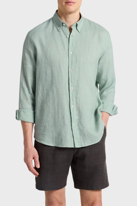 Bluemint Comfort Fit Klasik Yaka Uzun Kollu Keten Erkek Gömlek MARTIN1 144 YEŞİL - Bluemint