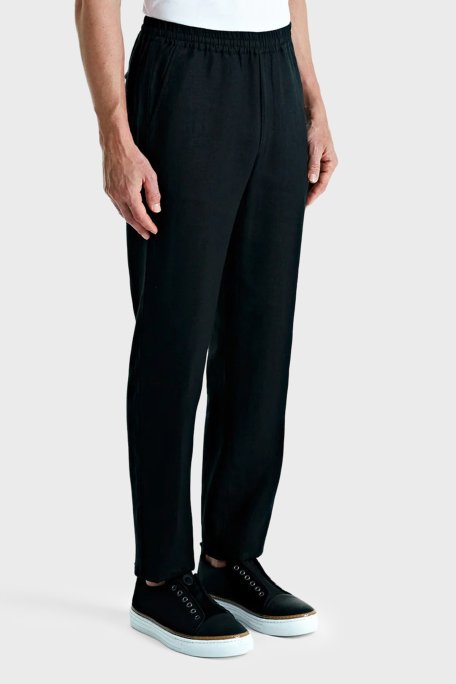 Bluemint Comfort Normal Bel Daralan Paça Keten Jogger Erkek Pantolon EDANJOGG 111 SİYAH - Bluemint