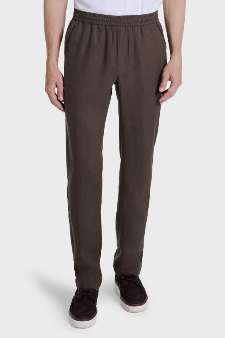 Bluemint Comfort Normal Bel Daralan Paça Keten Jogger Erkek Pantolon EDANJOGG 1327 KAHVE - Bluemint