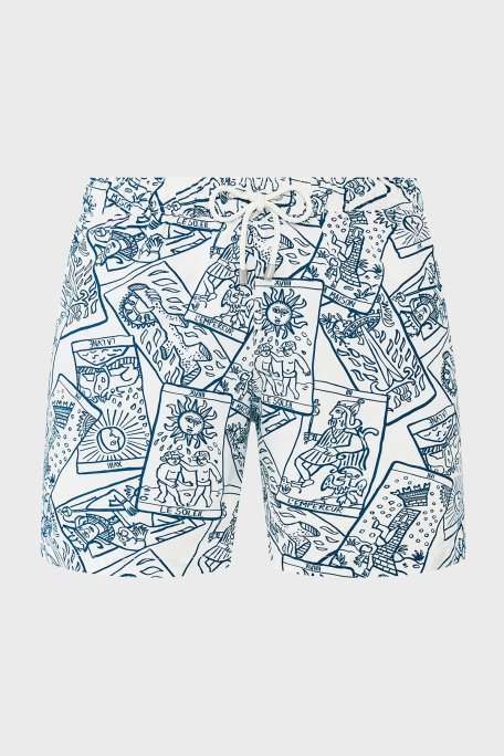 Bluemint Desenli Hızlı Kuruyan Erkek Deniz Şortu ARTHUS1 302 BEYAZ-LACİVERT - Bluemint (1)