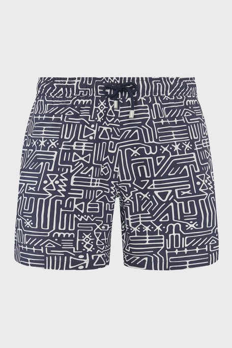 Bluemint Desenli Hızlı Kuruyan Erkek Deniz Şortu ARTHUSSTRE1 310 LACİVERT-BEYAZ - Bluemint (1)
