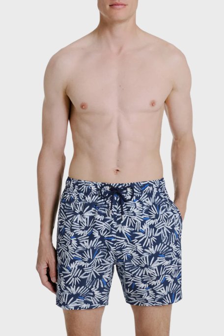 Bluemint Desenli Hızlı Kuruyan Erkek Deniz Şortu ARTHUSSTRE1 316 LACİVERT-BEYAZ - Bluemint