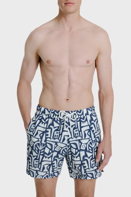 Bluemint Desenli Hızlı Kuruyan Erkek Deniz Şortu ARTHUSSTRE1 317 LACİVERT - Bluemint