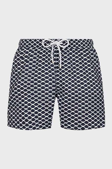 Bluemint Desenli Hızlı Kuruyan Erkek Deniz Şortu LOGAN 529 LACİVERT-BEYAZ - Bluemint (1)