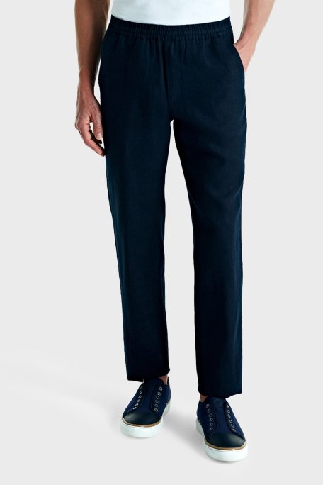 Bluemint Edan % 100 Keten Comfort Fit Jogger Erkek Pantolon BM24009296MS 155 LACİVERT - Bluemint