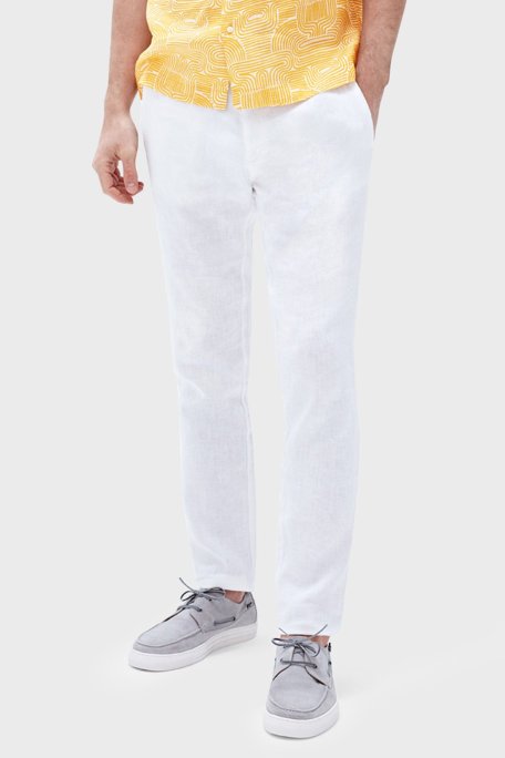 Bluemint Edan % 100 Keten Tapered Fit Erkek Pantolon BM24009124MS 112 BEYAZ - Bluemint